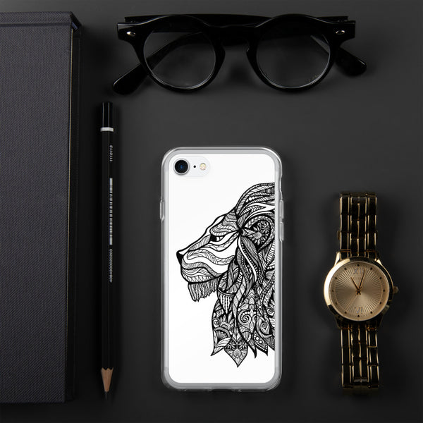 iPhone Case Mandala Lion White Background