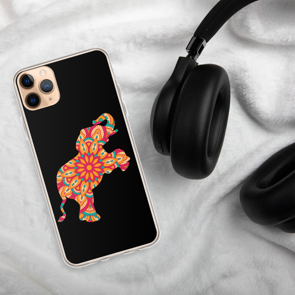 iPhone Case Mandala Elephant Black