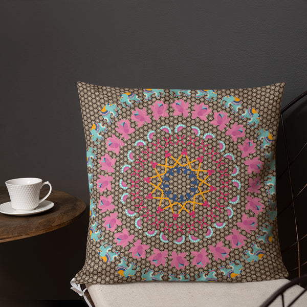 Antique Art Print Decorative Throw Pillow & Cushion - Pink Mandala