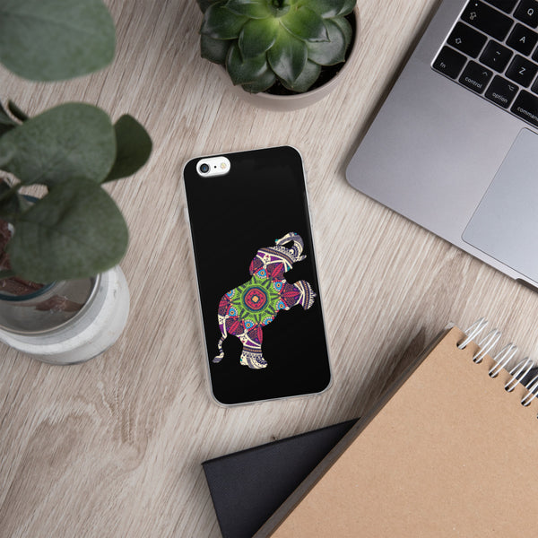 iPhone Case Mandala Elephant Black