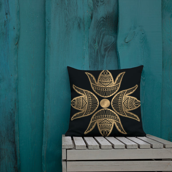 Antique Art Print Decorative Throw Cushion & Pillow  - Golden Hamsa
