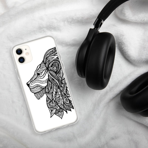 iPhone Case Mandala Lion White Background