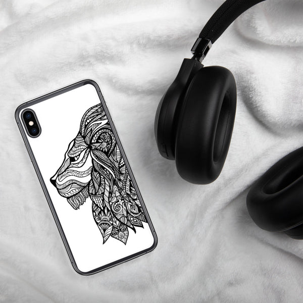 iPhone Case Mandala Lion White Background