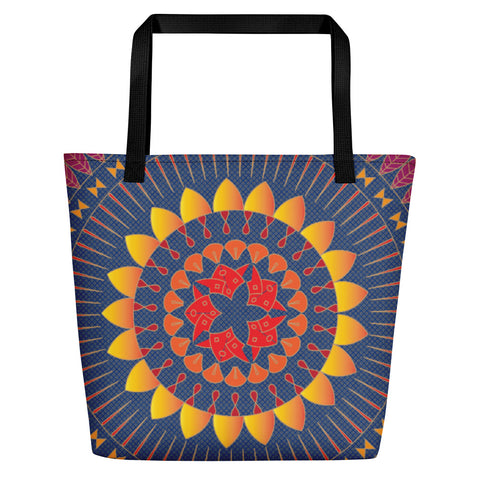Traditional South Asian Mandala Pattern Beach Bag