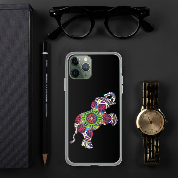 iPhone Case Mandala Elephant Black