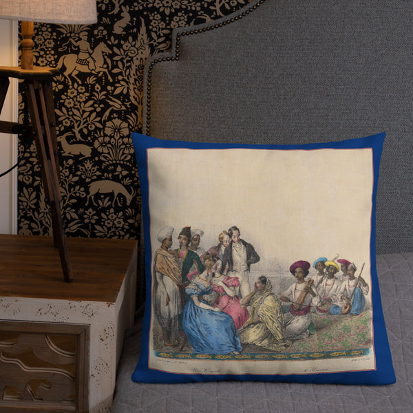 Vintage Art Print Throw Pillow / Cushion including insert, 18x18  & 22x22 inches The Nautch 2