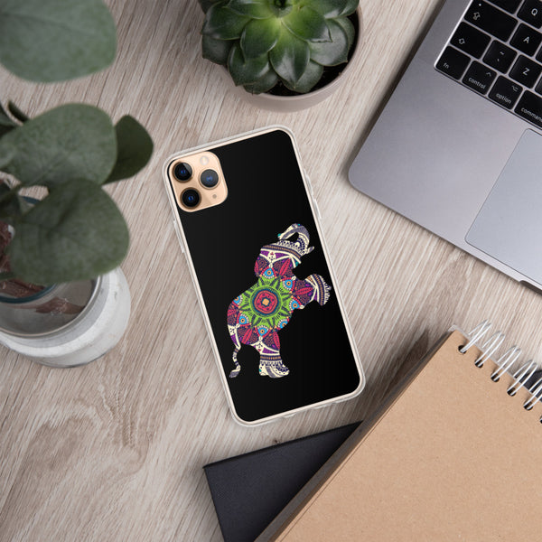 iPhone Case Mandala Elephant Black
