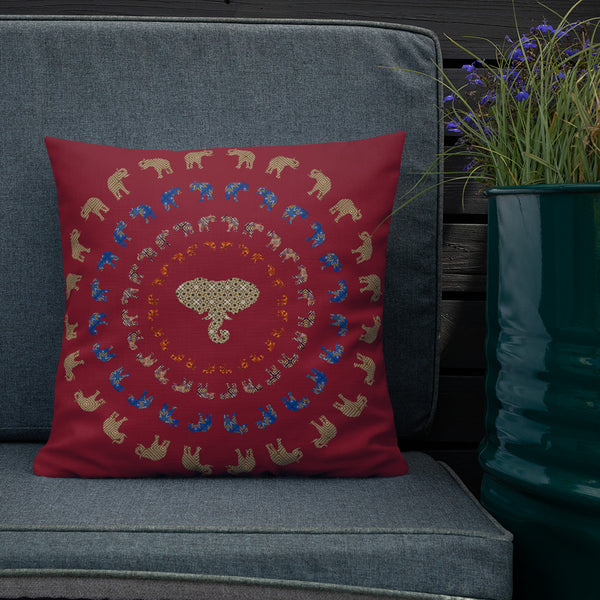 Antique Art Print Decorative Throw Pillow & Cushion - Elephant Mandala