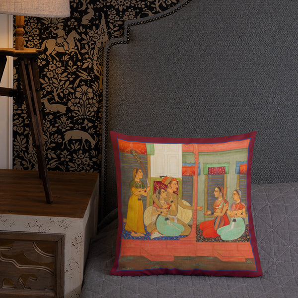 Antique Art Print Decorative Throw Pillow & Cushion Royal Couple bed
