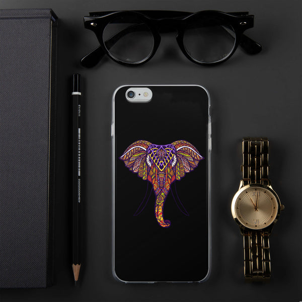 iPhone Case Mandala Elephant Black