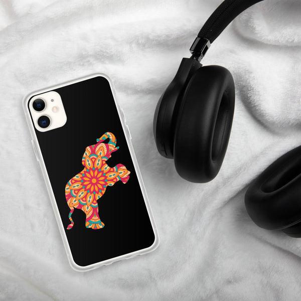 iPhone Case Mandala Elephant Black