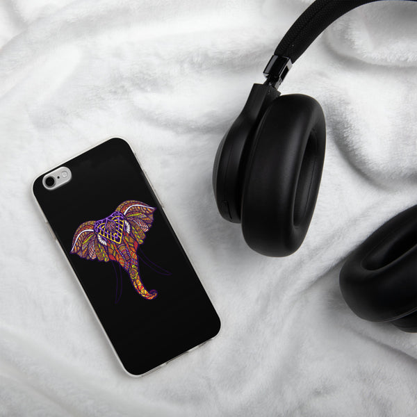 iPhone Case Mandala Elephant Black