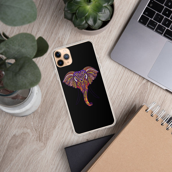 iPhone Case Mandala Elephant Black