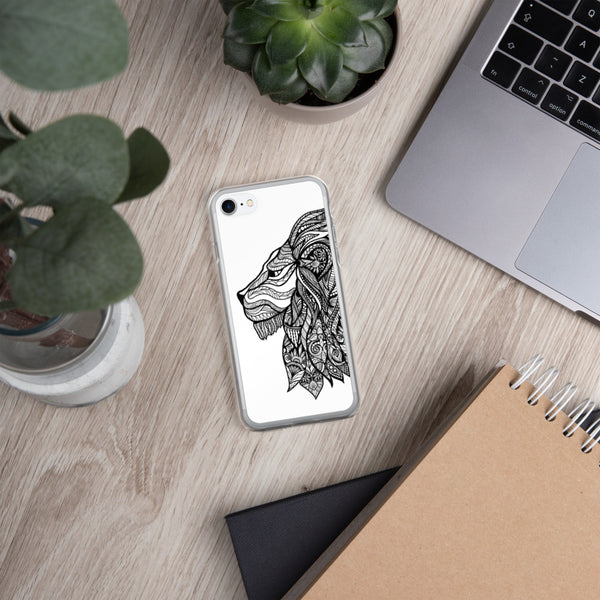 iPhone Case Mandala Lion White Background