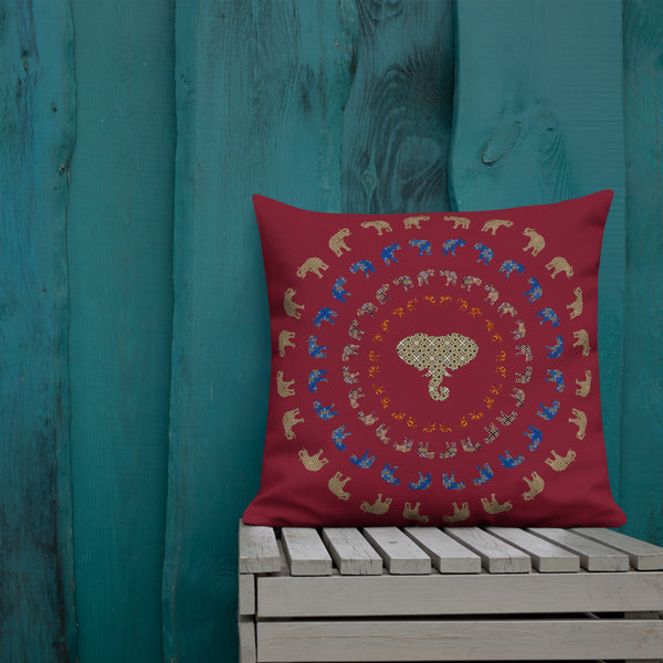 Antique Art Print Decorative Throw Pillow & Cushion - Elephant Mandala