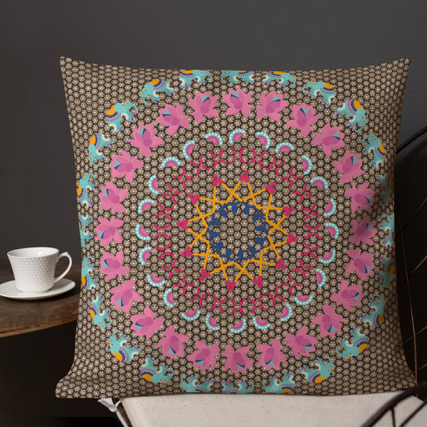 Antique Art Print Decorative Throw Pillow & Cushion - Pink Mandala