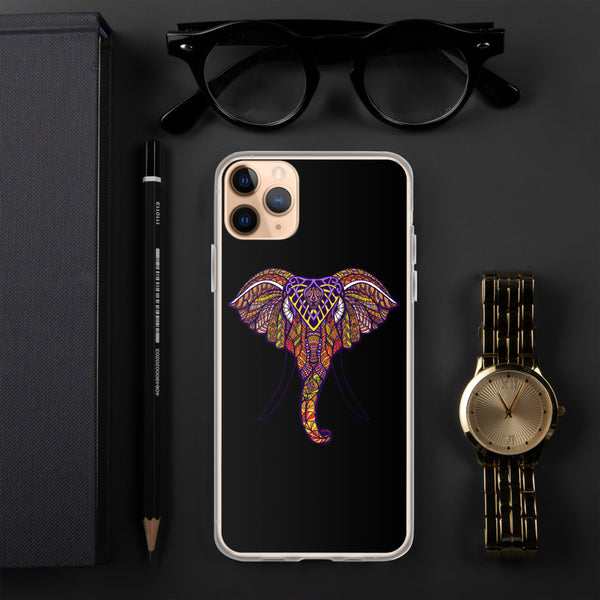 iPhone Case Mandala Elephant Black