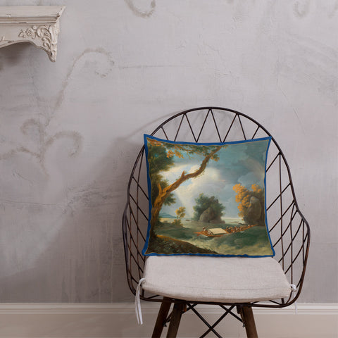 Vintage Art Print  Decorative Throw Pillow / Cushion including insert, 18x18  & 22x22 inches By the Ganges