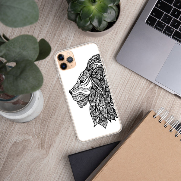 iPhone Case Mandala Lion White Background