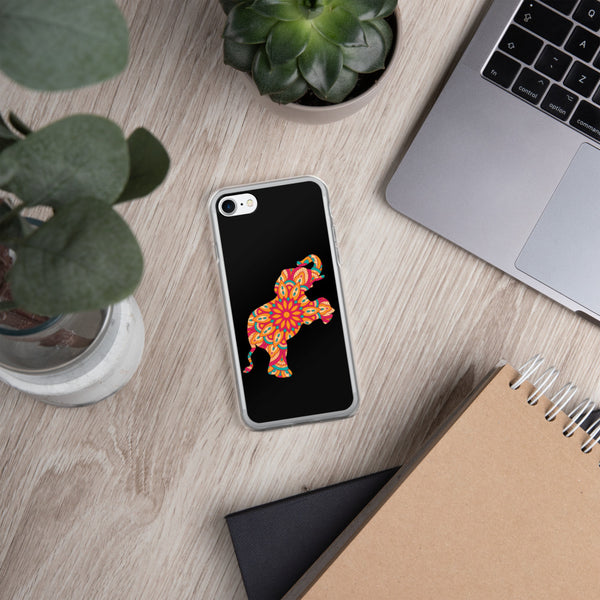 iPhone Case Mandala Elephant Black