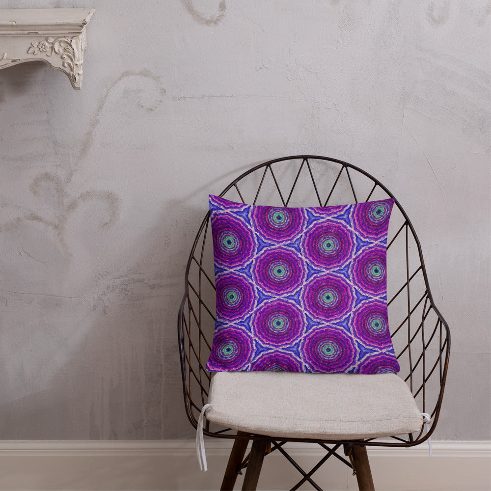 Vintage Art Print Decorative Throw Pillow / Cushion including insert, 18x18  & 22x22 inches Purple Marigold