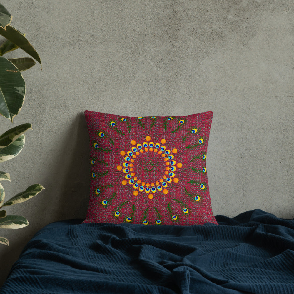 Antique Art Print Decorative Throw Pillow & Cushion - Feather Mandala