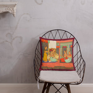 Antique Art Print Decorative Throw Pillow & Cushion Royal Couple Chair