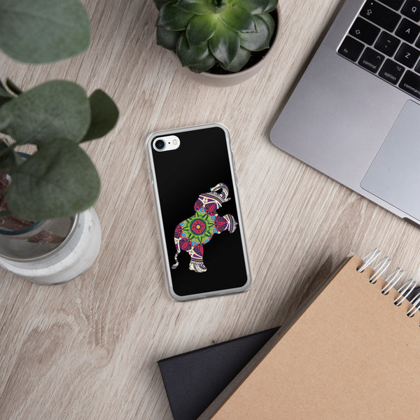 iPhone Case Mandala Elephant Black