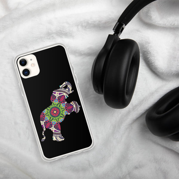 iPhone Case Mandala Elephant Black