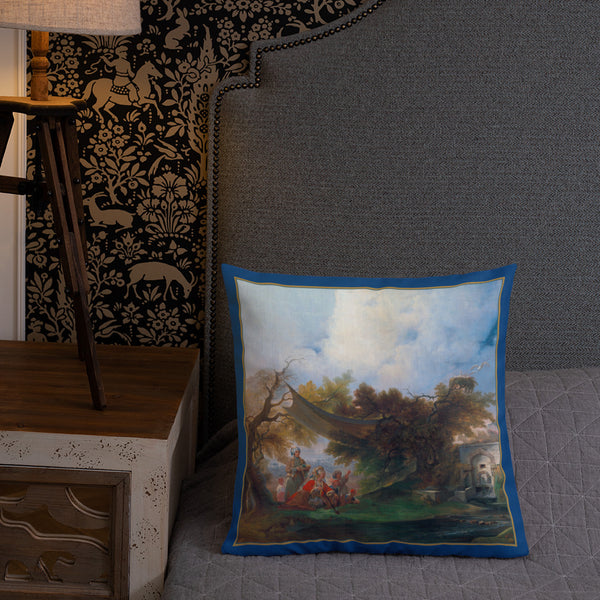 Antique Art Print Decorative Throw Pillow & Cushion Delhi Picnic bed