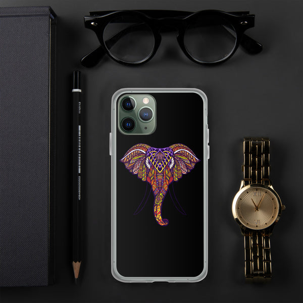 iPhone Case Mandala Elephant Black