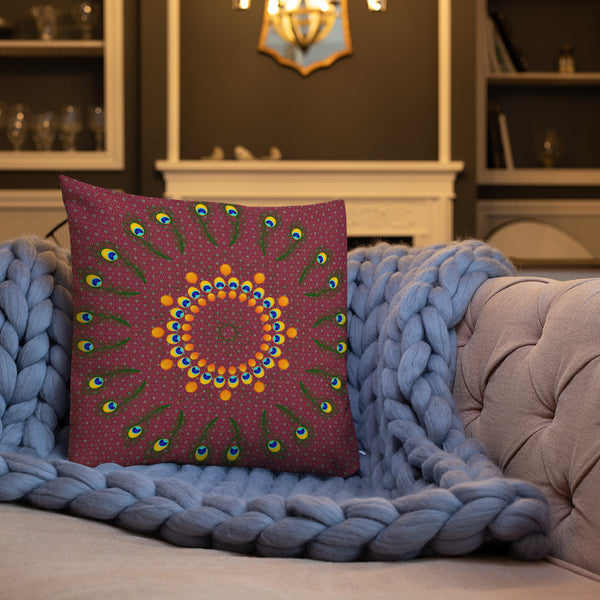 Antique Art Print Decorative Throw Pillow & Cushion - Feather Mandala
