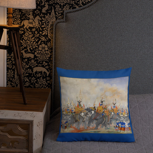 Antique Art Decorative Throw Pillow & Cushion Painting Battle Royale bed