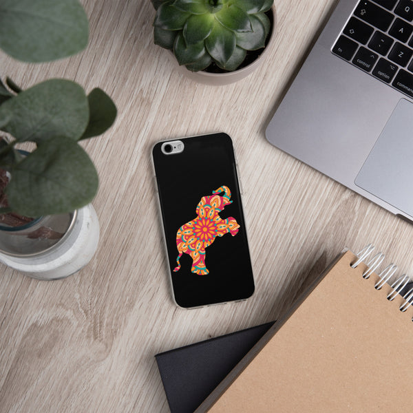 iPhone Case Mandala Elephant Black