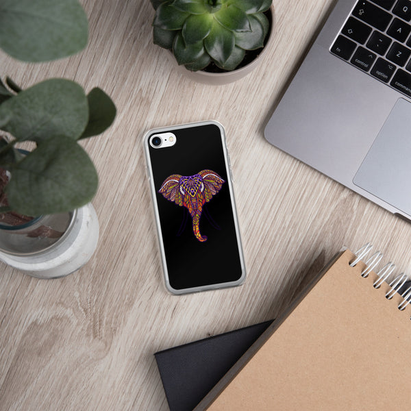 iPhone Case Mandala Elephant Black