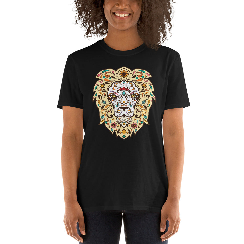 Cotton Unisex T-Shirt Floral Lion