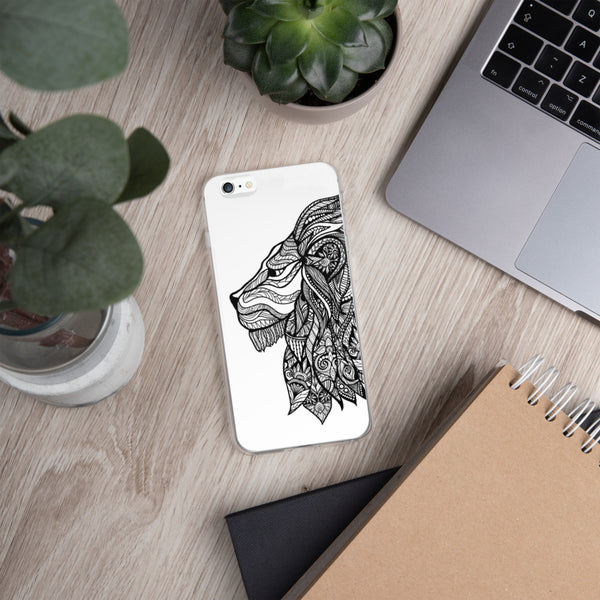 iPhone Case Mandala Lion White Background