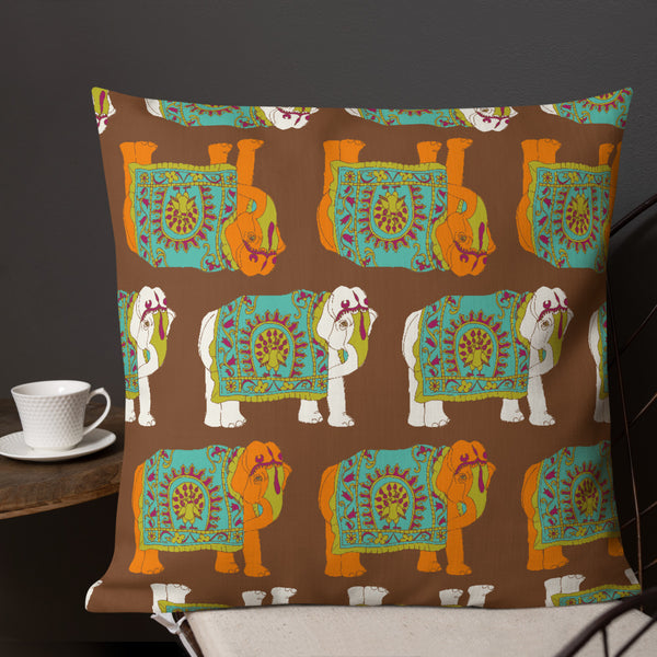 Antique Art Print Decorative Throw Pillow & Cushion - Elephant Print