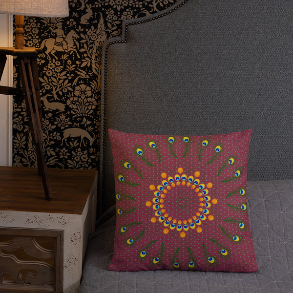 Antique Art Print Decorative Throw Pillow & Cushion - Feather Mandala
