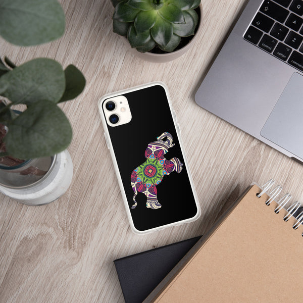 iPhone Case Mandala Elephant Black