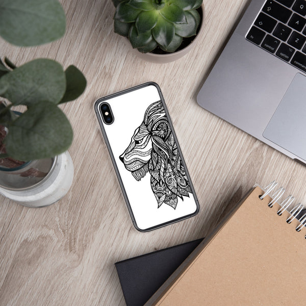 iPhone Case Mandala Lion White Background