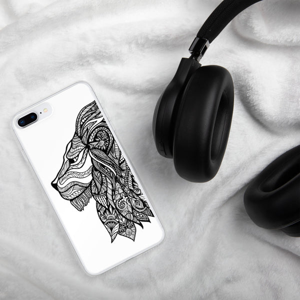 iPhone Case Mandala Lion White Background