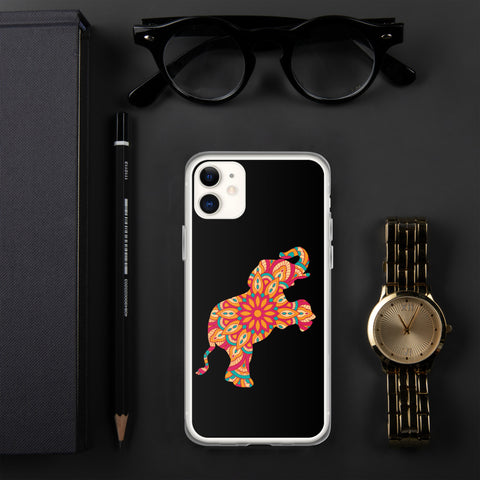 iPhone Case Mandala Elephant Black