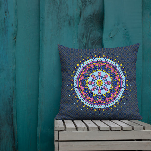 Art Premium  Decorative Throw Pillow & Cushion - Blue Mandala