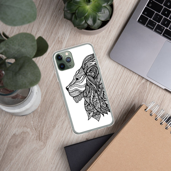 iPhone Case Mandala Lion White Background