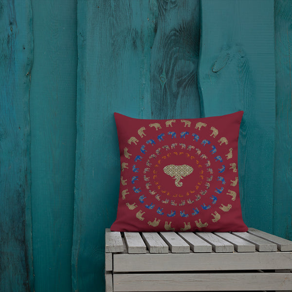 Antique Art Print Decorative Throw Pillow & Cushion - Elephant Mandala