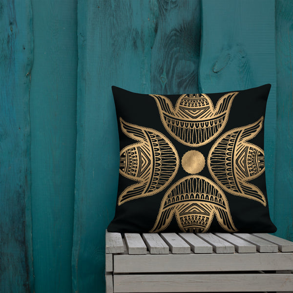 Antique Art Print Decorative Throw Cushion & Pillow  - Golden Hamsa