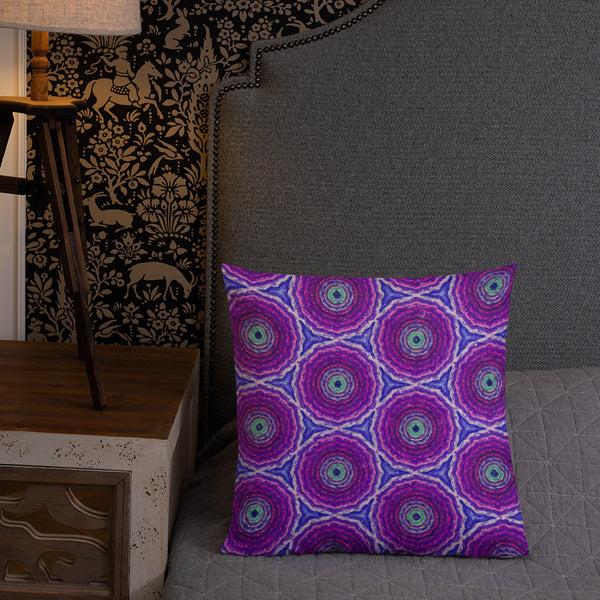 Vintage Art Print Decorative Throw Pillow / Cushion including insert, 18x18  & 22x22 inches Purple Marigold