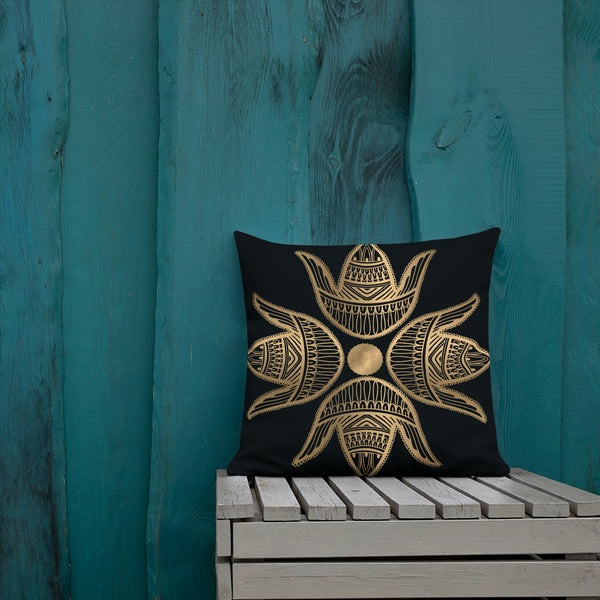 Antique Art Print Decorative Throw Cushion & Pillow  - Golden Hamsa
