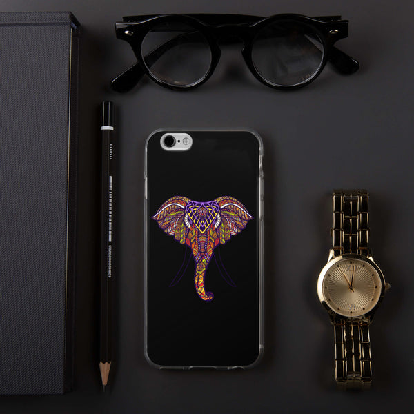 iPhone Case Mandala Elephant Black